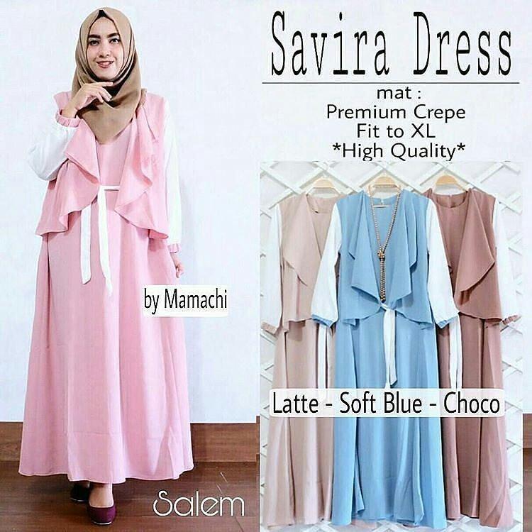 OEM Baju Original Savira Dress Wolfice Gamis Panjang Wanita Muslim Pakaian Cewek Gaun Muslimah Hijab Casual Simple