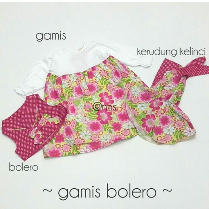 Gamis Anak Bunga Cardigan includ jilbab La Petite Baju Anak 1 2 tahun Bayi Cewek Perempuan
