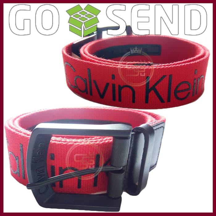 Best Seller!! Calvin Klein Ikat Pinggang - Canvas Reversible Merah - ready stock