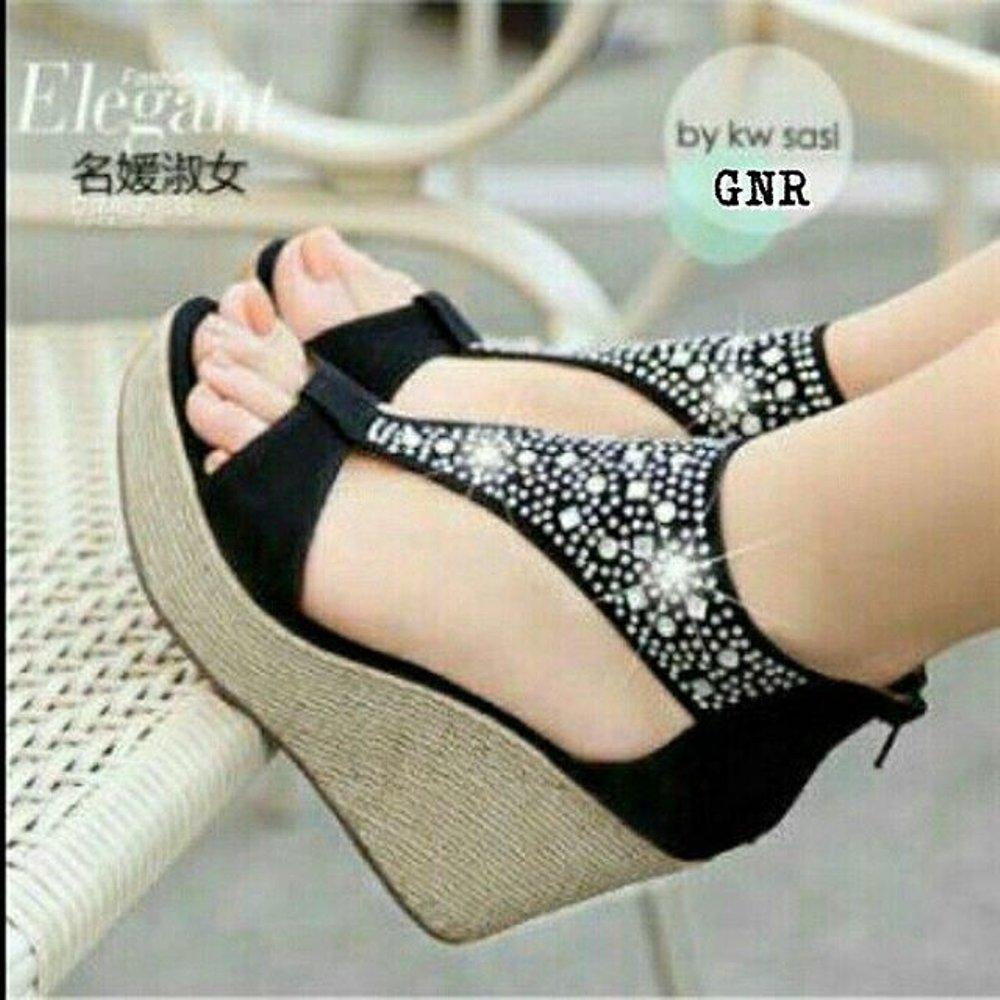 Sepatu murah Sepatu Wedges Black Blink Termurah Di Lazada