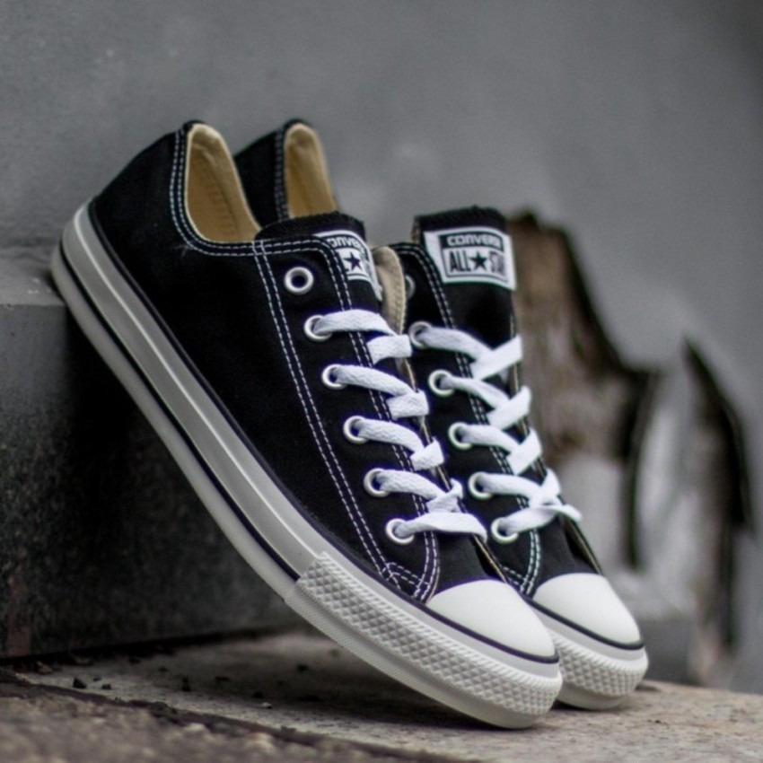 Sepatu sneakers Converse all star Classic Canvas LowCut Unisex-BLACK