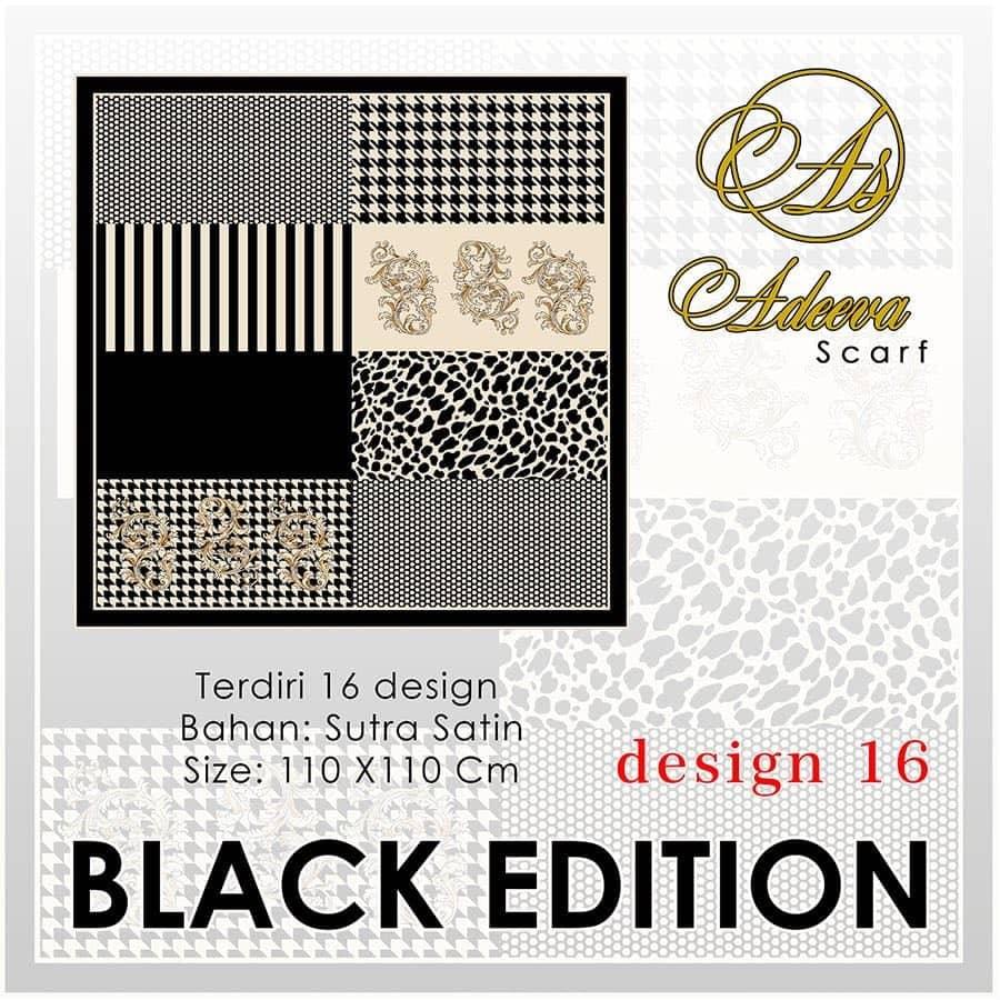 Hijab Segi Empat Motif BLACK EDITION Bahan Sutra Satin