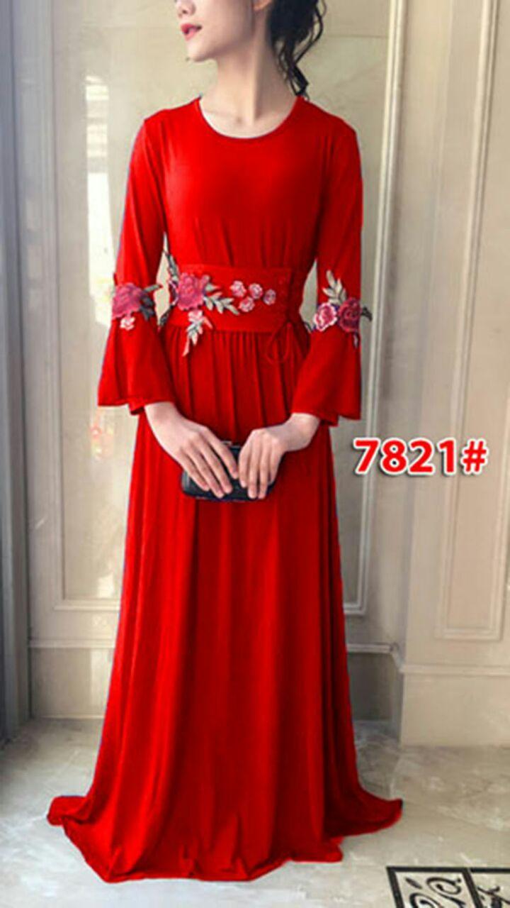 7821a# maxi dress / dress fashion / baju muslim/ fashion wanita / gaun panjang import