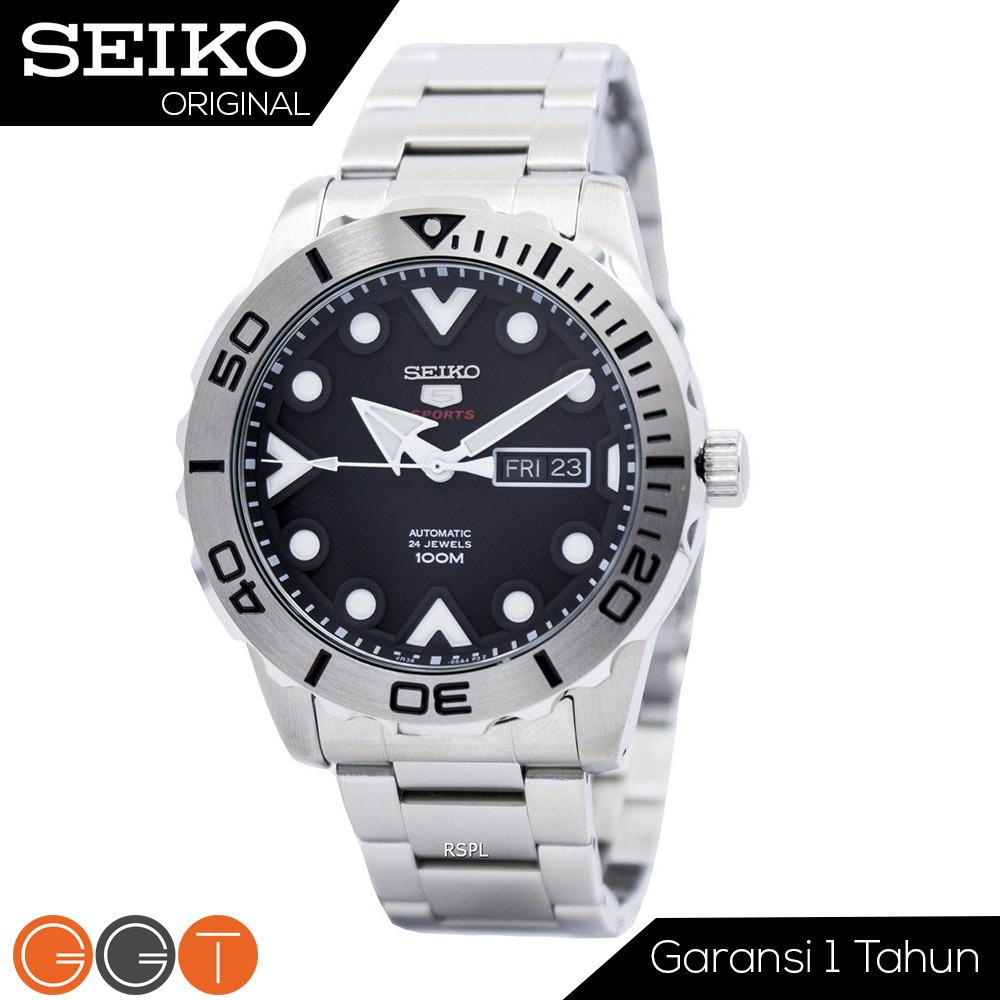 Seiko 5 Sport Automatic - Jam Tangan Otomatis Pria - Strap Stainless Stell - SRPA03K1 - Black Silver Promo