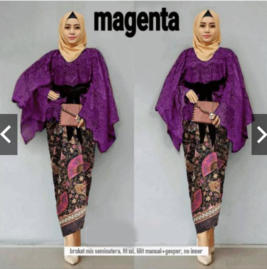 TotallyGreatShop Setelan 3 in 1 Kebaya Batik Pesta Modern Wanita Cape brukat Brokat + Rok Lilit Silky + Tali Obi - Fashion Kondangan Hijab Jilbab Muslimah Muslim Gamis Kebaya Gaun Pesta Maxi dress Brukat Brokat Wanita Jumbo XXL ihsalmasha