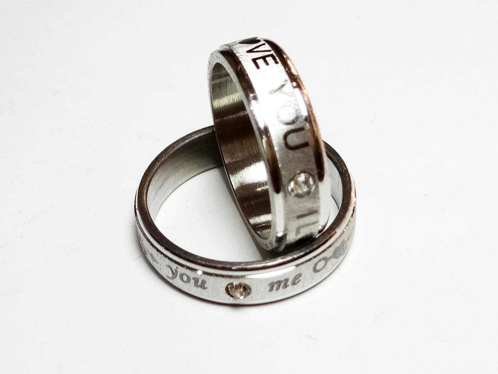 VeE Cincin Single / Couple / Pasangan untuk Tunangan / Nikahan Titanium Stainless Steel Silver Love