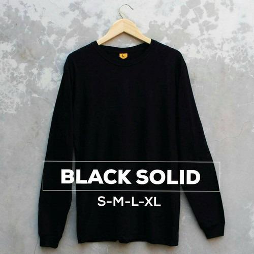 Baju Kaos Polos Lengan Panjang BLACK SOLID Hitam Cewek Cowok