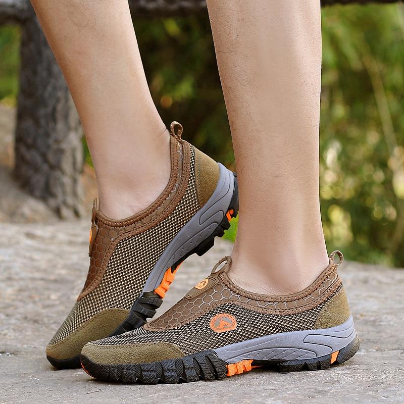 EU39-46 Sepatu Olahraga Ukuran Besar Pria Berkualitas Tinggi Sepatu Daki Gunung Super Bernapas Sepatu Malas Malas Sepatu Jala Olahraga Pria sneakers Daki Gunung Sepatu Malas Selip-On Loafer Jaring Sepatu