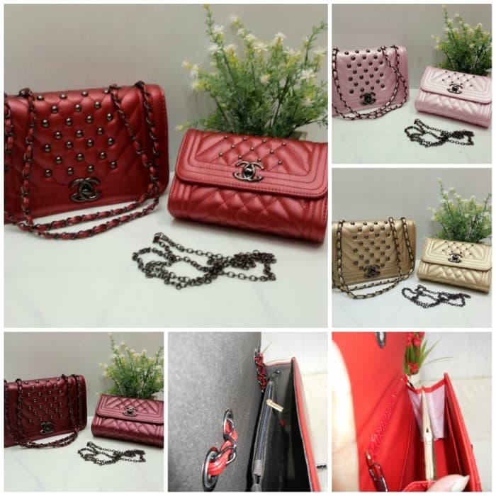 HOT SPESIAL!!! Tas Fashion Wanita / import / tas pesta Chanel set tas kesil - gold - MRLBGa