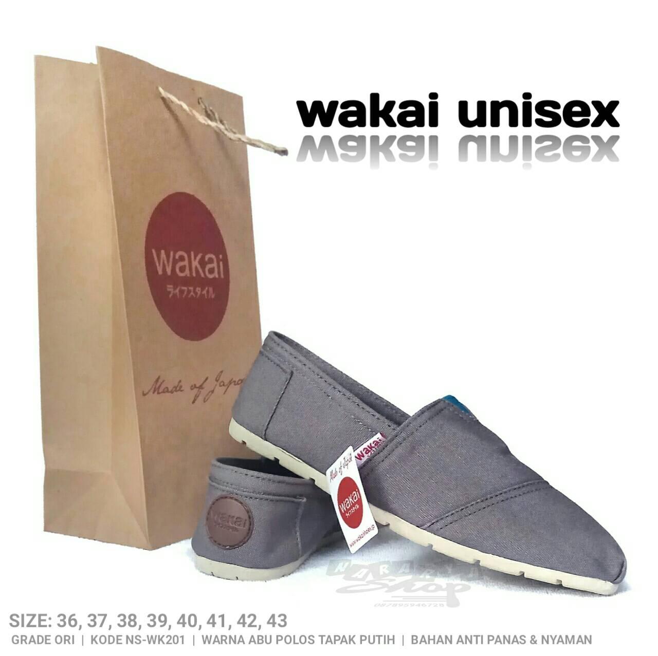 Sepatu Wakai Slip On Pria dan Wanita full grey