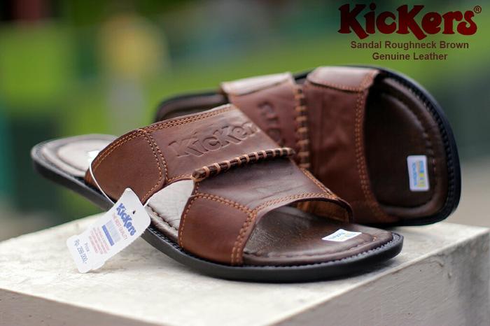 Hot Item!! Sandal Casual Pria Kickers Roughneck Coklat Kulit Sapi - ready stock