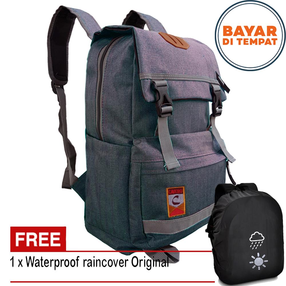 Tas Pria Tas Wanita Tas Ransel Pria Tas Ransel Wanita Tas Korea Tas Ransel Korea Tas Laptop Tas Punggung Tas Outdoor Tas Hangout Tas Kerja Tas Kuliah M-0301 Desain Style Korea Minimalis - Grey + Raincover