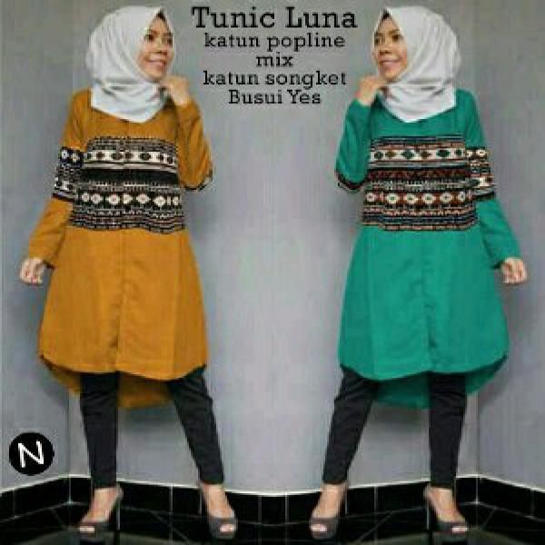 cn 6685 luna tunic tunik kemeja batik songket etnik wanita murah simple elegan hijab muslim modis modern trendy baju kerja kantor pesta nikahan