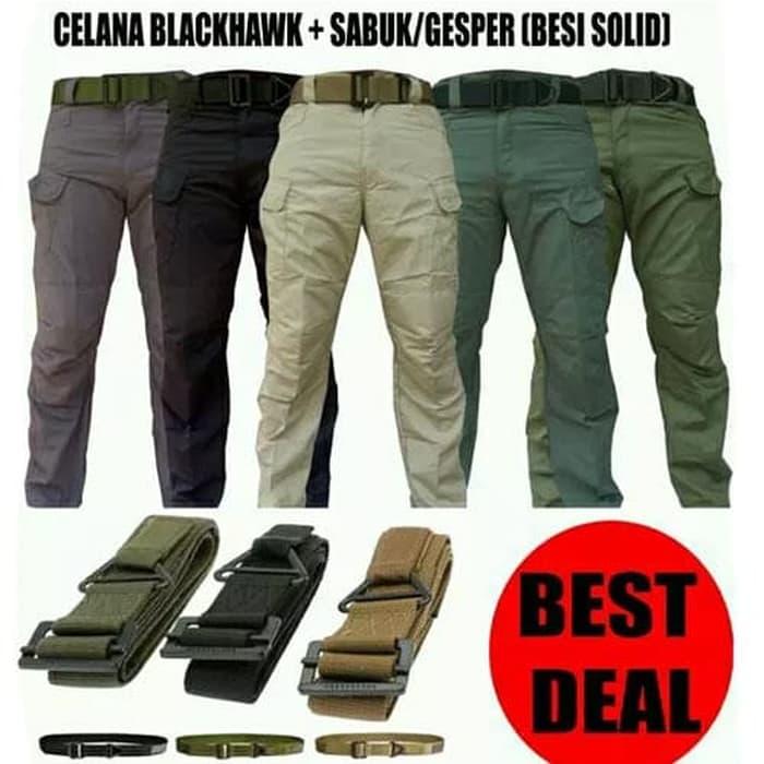 TERLARIS - Paket Celana Panjang Blackhawk Tactical dan Sabuk Gesper Besi impor TERMURAH