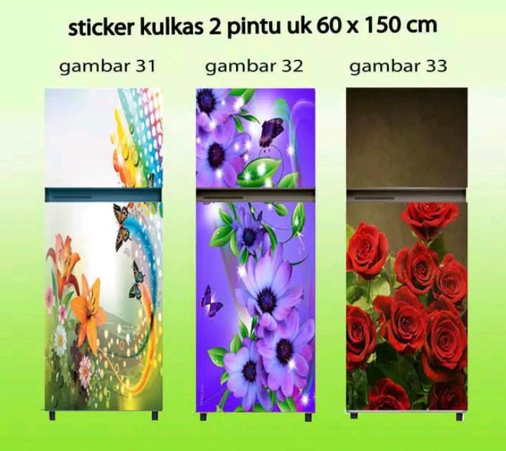 AS - Murah Sticker 3D Kulkas 2Pintu Sisi Depan Uk 60cm x 150cm Waterproof , Cantik dan Praktis
