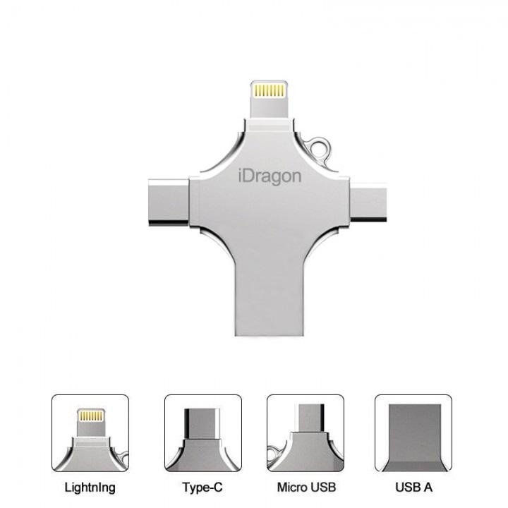 64Gb 4 In 1 Flash Drive Metal Micro USB Fat32 Exfat Ori