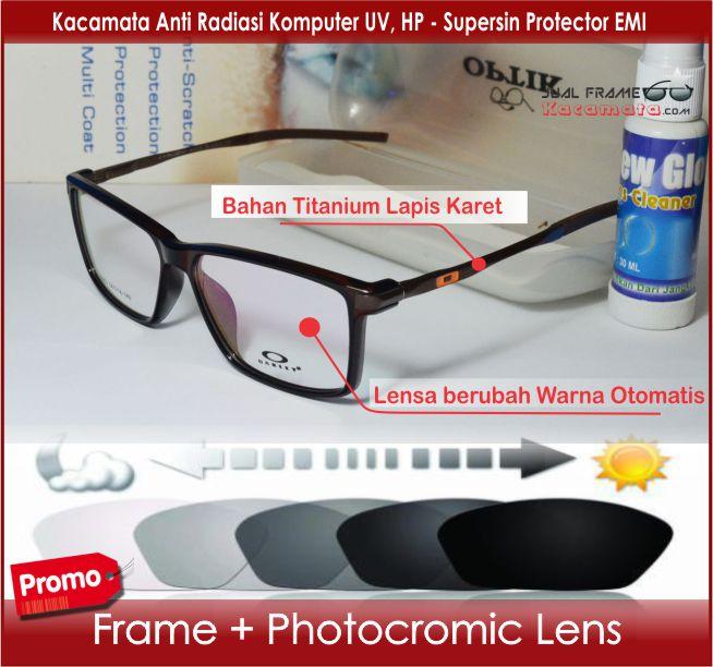 Frame kacamata LENSA PHOTOCROMIC E083 + lensa minus/plus/silinder kacamata sport untuk pria dan wanita
