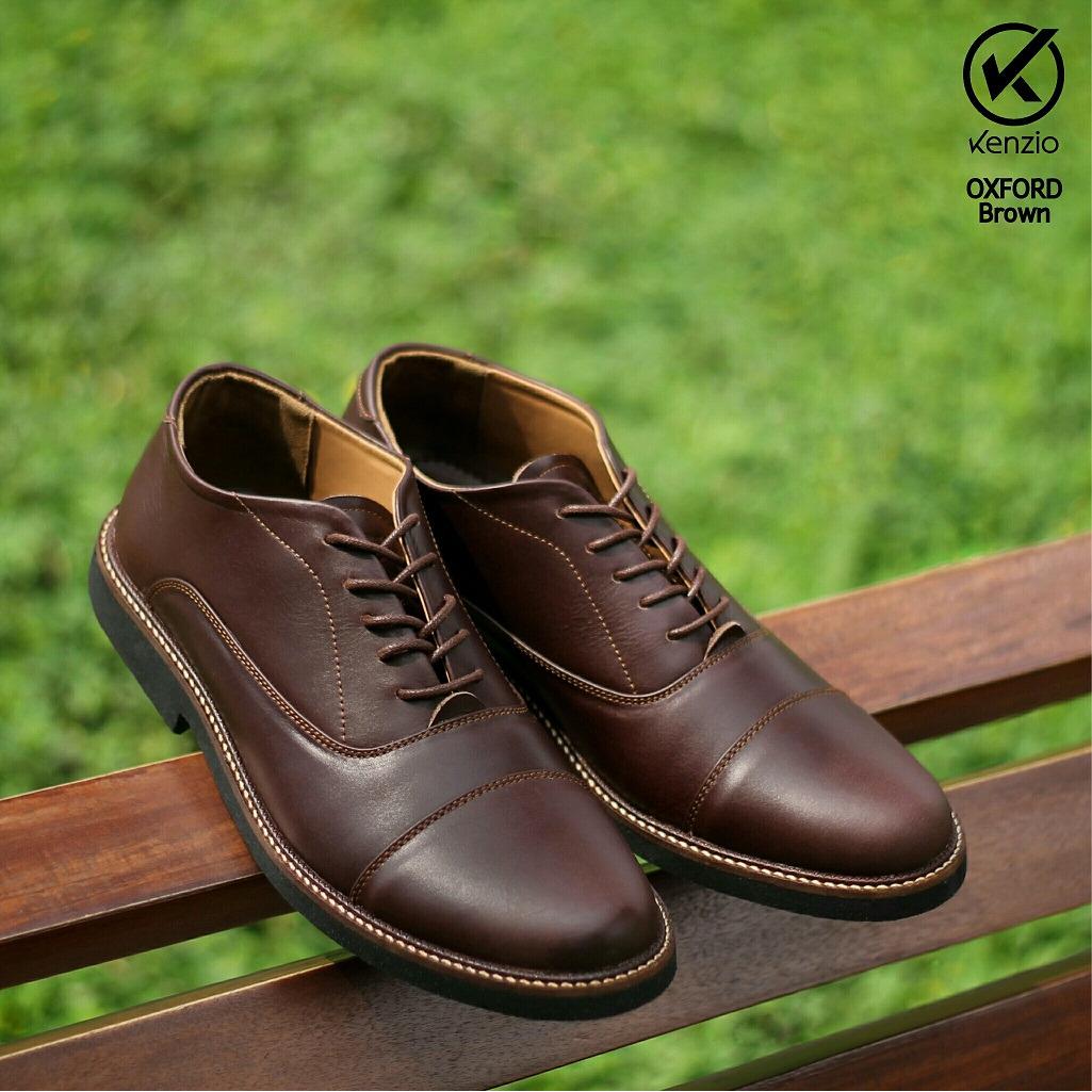 Sepatu Formal Branded Kulit Asli Pria Casual - KENZIO OXFORD - Brown
