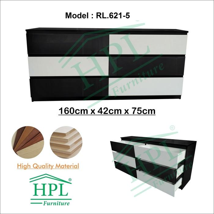 Promo Meja Rak 6 Laci Susun HPL Hitam Original