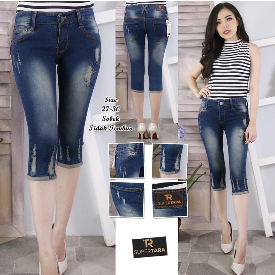 OZY - Celana Jeans Wanita 7/8 Ripped Sofjeans - TERBARU