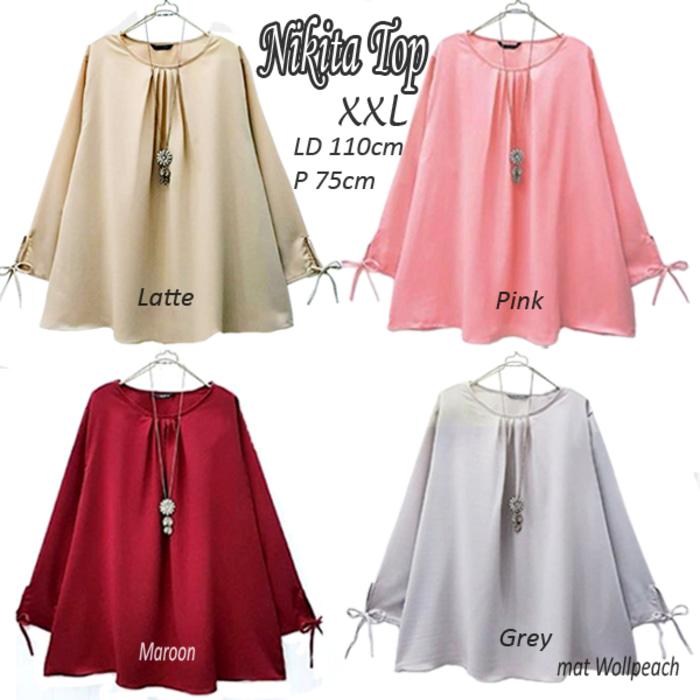 Baju Atasan Wanita Nikita Blouse Tunik Blus Muslim - La