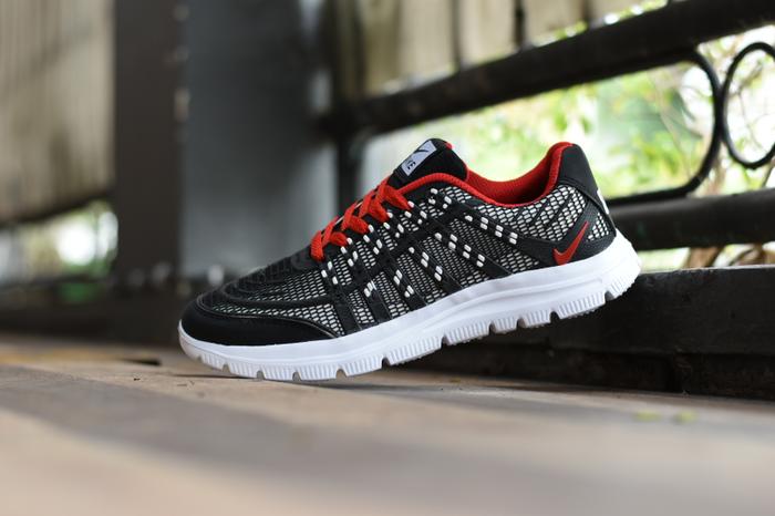 DISKON TERLARIS - Sepatu Sport Nike Airmax 3D Skin Hitam Merah Running Pria - 3D 02