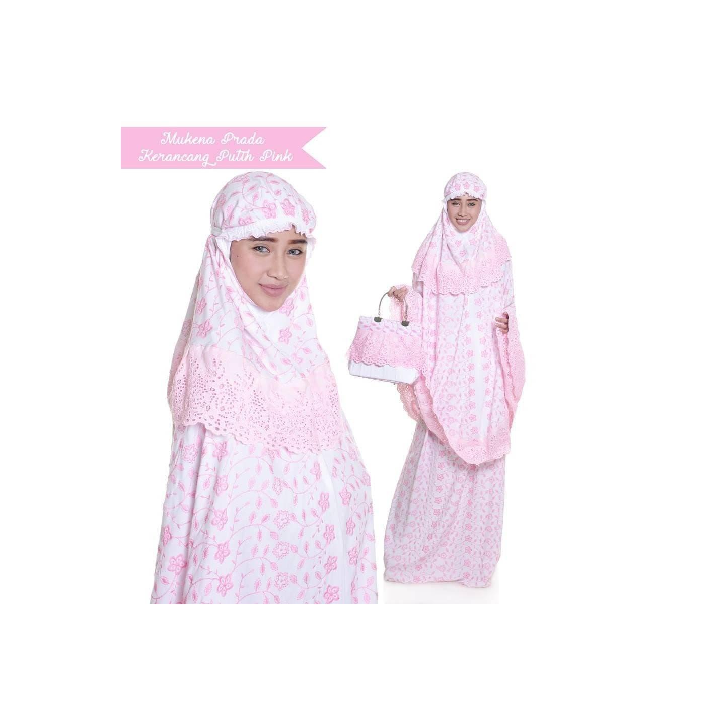 Best Seller Mukena Dewasa Sutra Paris Prada Kerancang Putih Renda Pi