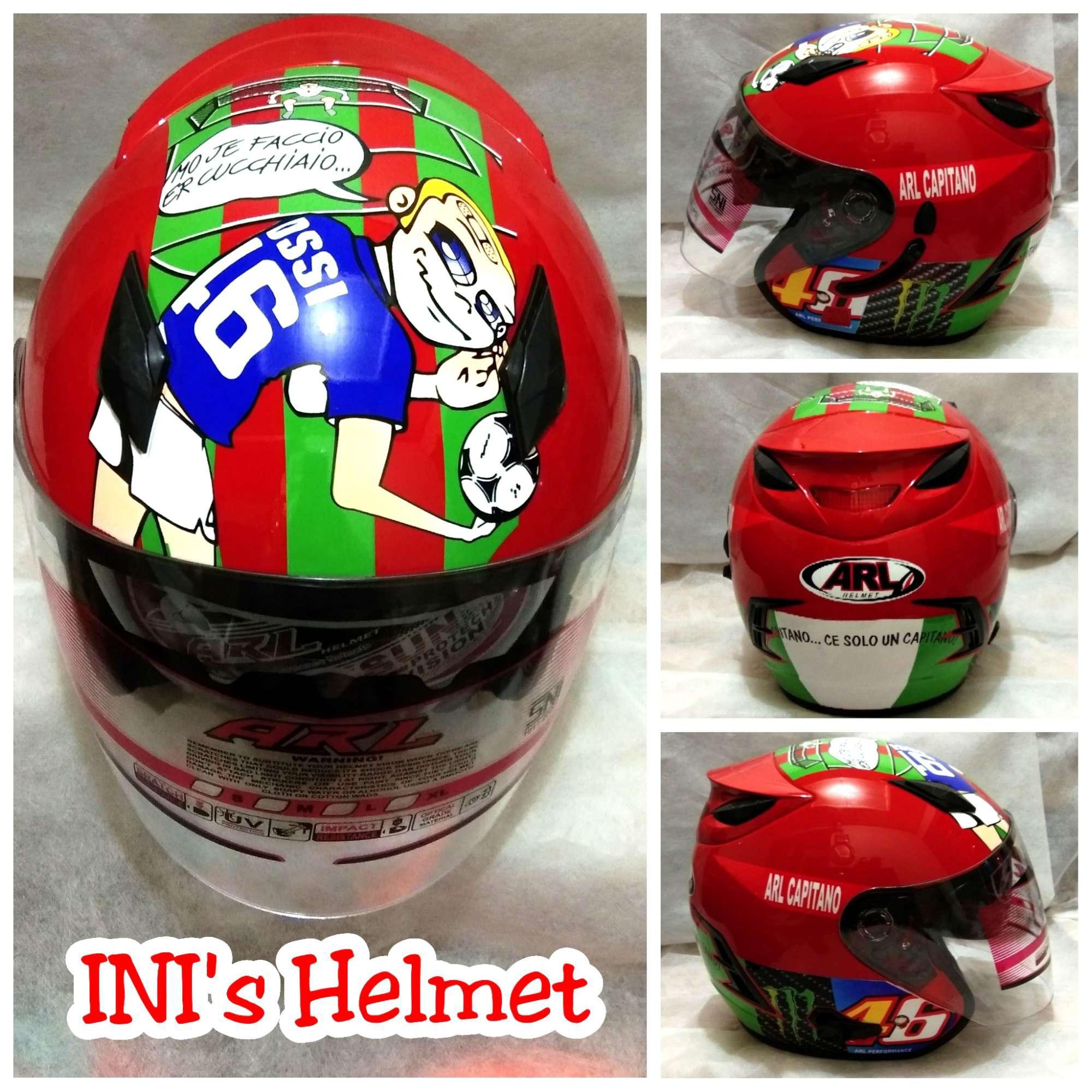 Helm ARL Centro Double Visor 2 Kaca Motif Merah Rossi 46 - SNI - INIs Mart Jakarta