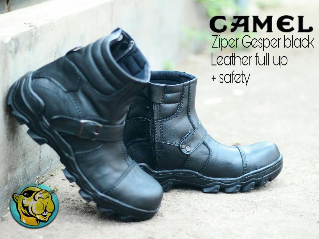 Camel Original - sepatu boots safety pria kulit zipper Hiking Kerja proyek bikers formal santai casual