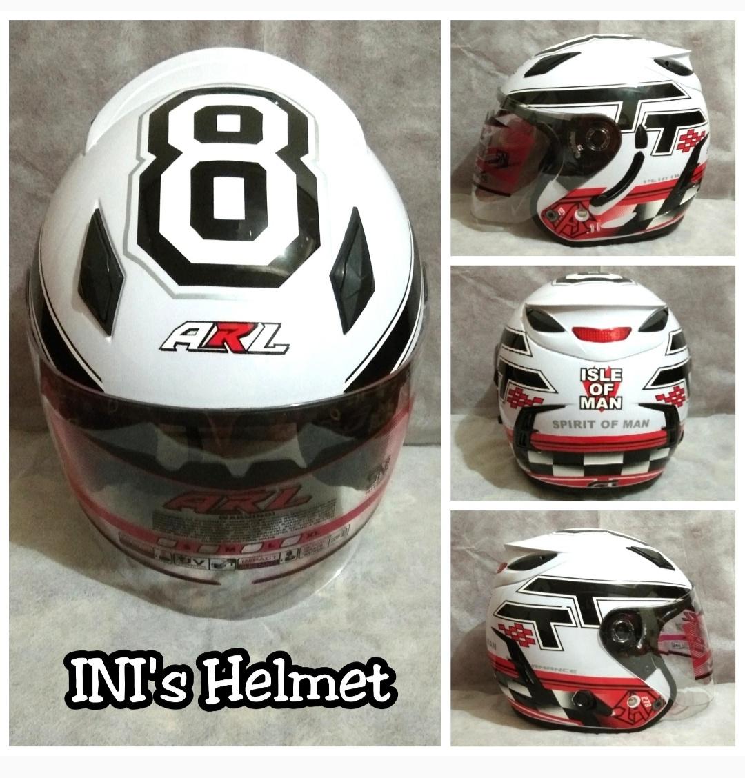 Helm ARL Centro Double Visor 2 Kaca Motif Putih 8 TT - SNI - INIs Mart Jakarta