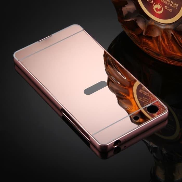 mirror xperia M5 bumper sony aluminium metal with back case pc mirror