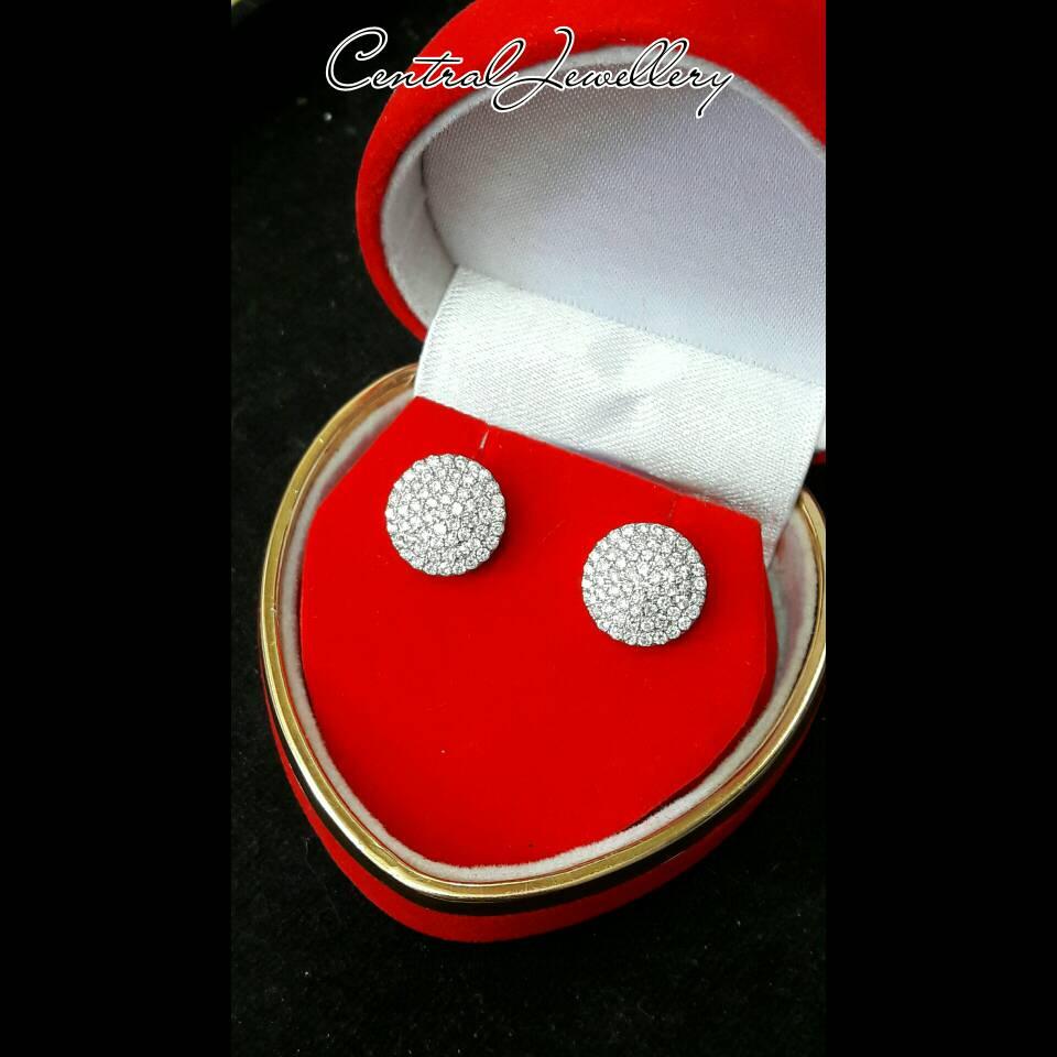 anting tusuk emas putih berlian eropa asli