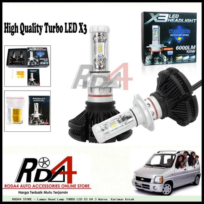 Lampu Head Lamp TURBO LED X3 H4 3 Warna Karimun Kotak