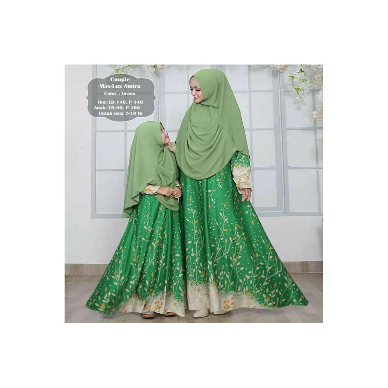 baju Couple gamis syari murah / maxi dress ibu anak almaira hijau