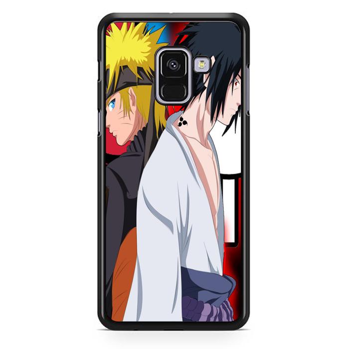 Casing Hardcase Samsung Galaxy A8 Plus 2018 Motif Sasuke Uchiha Vs Naruto Uzumaki Shippuden Z0686