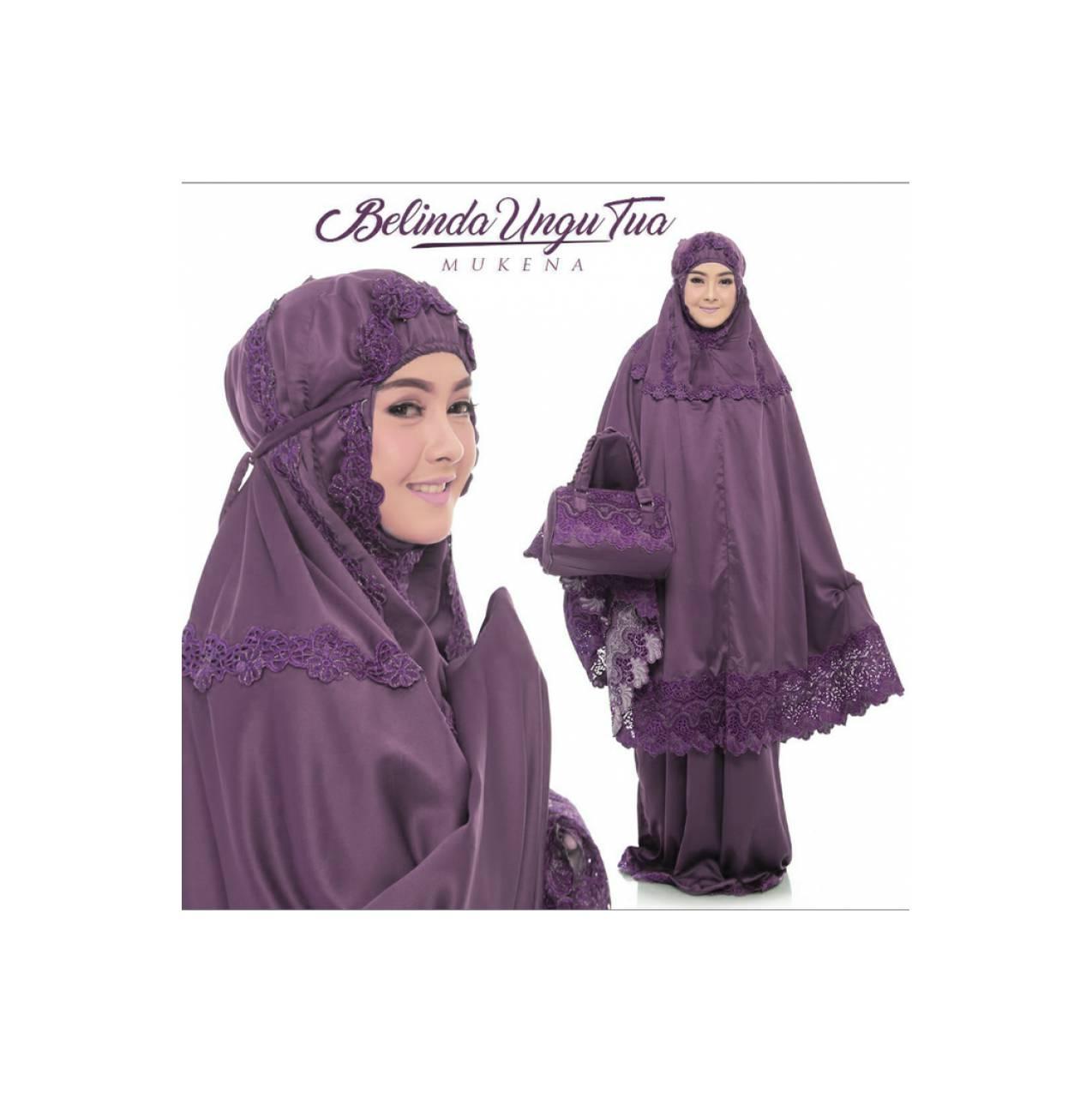MUKENA TELEKUNG HANTARAN NIKAH DEWASA JUMBO SEMI SUTRA VELVET BORDIR - Ungu
