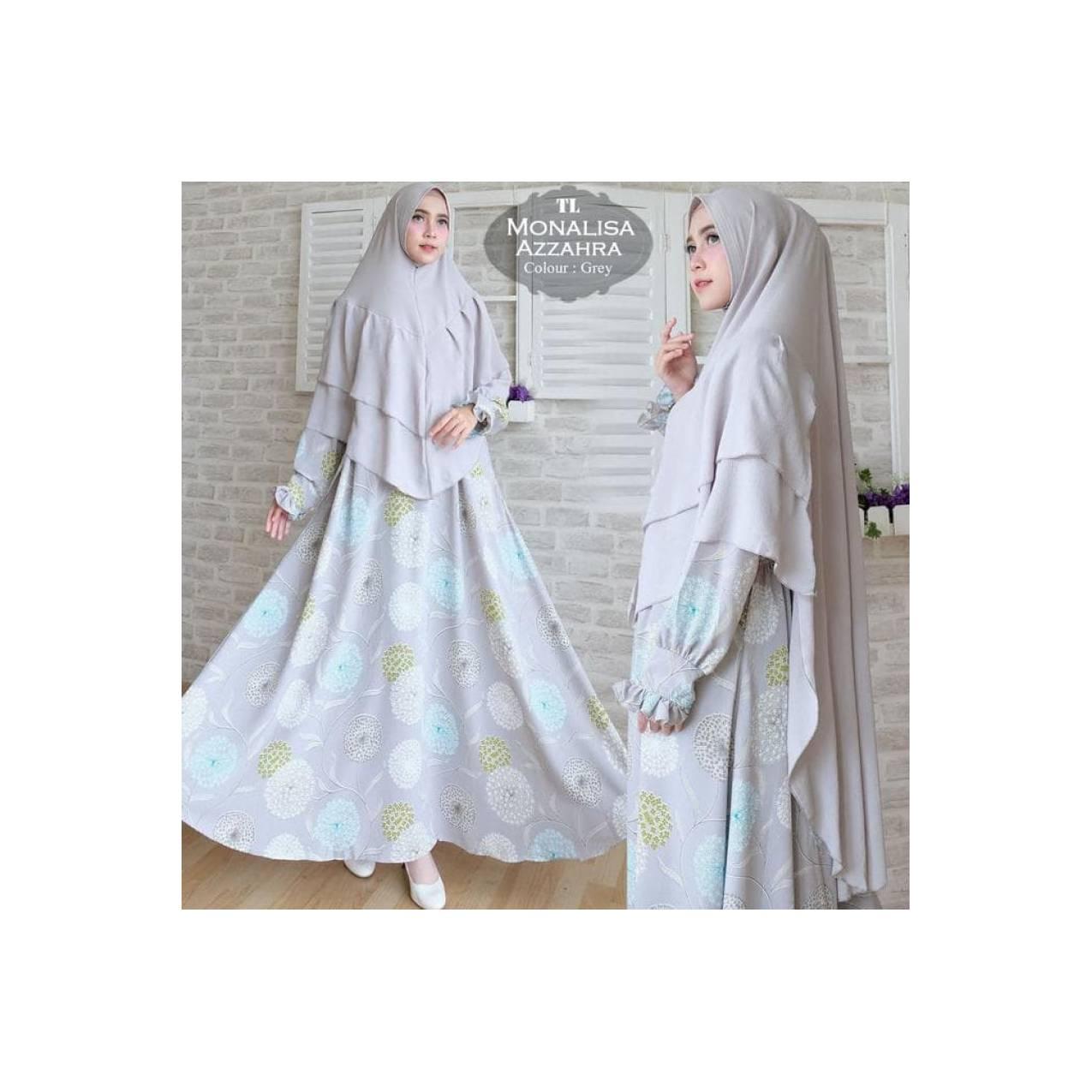 baju muslim Syari Monalisa Azzahra Grey TL gamis wanita monalisa abu
