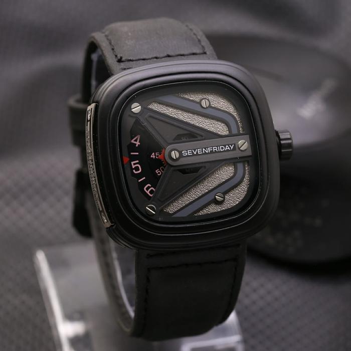 Jam Tangan Pria / Cowok Sevenfriday SK880 Leather Full Black