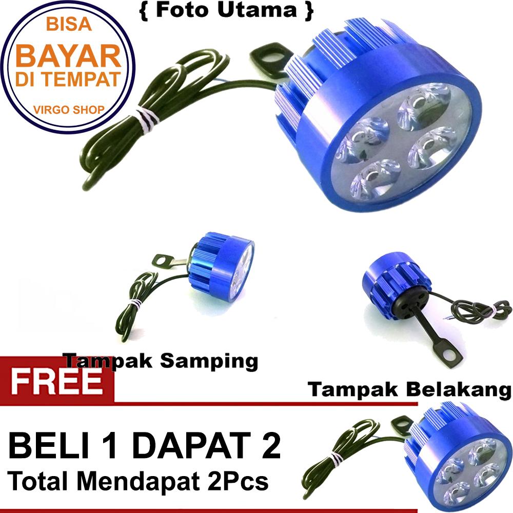 Beli 1 Dapat 2 Lampu Tembak LED 4 Mata Sorot Putih Model Baut di Spion - Biru