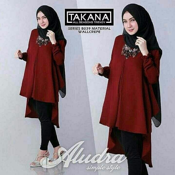 Tunik AludraTunic Wolfice Baju Wanita Muslim Panjang Wanita Modern Atasan Wanita Hijab Casual Pakaian Modis Baju Kerja Trendy Terbaru 2018