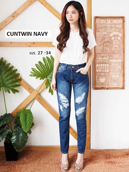 Celana Jeans Boyfriend Ripped Wanita - Boyfriend Sobek Kecil kombinasi (READY 4 VARIANT)