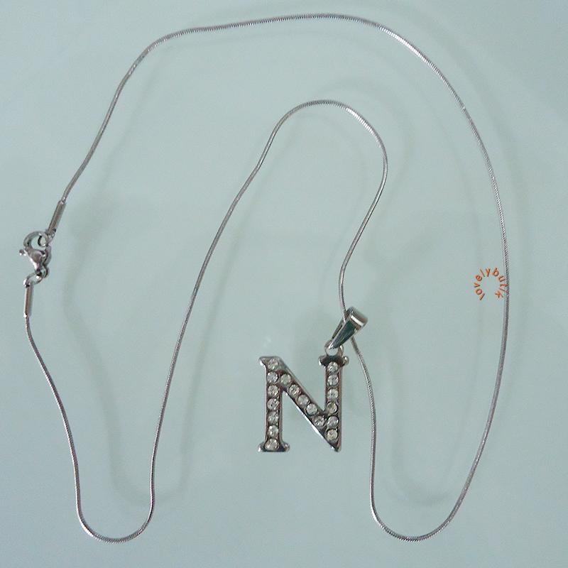 Lovely Honey Kalung Titanium Inisial N Silver Wanita / Kalung Titanium Wanita / Kalung Titanium / Aksesoris / Aksesoris Wanita / Kalung Wanita