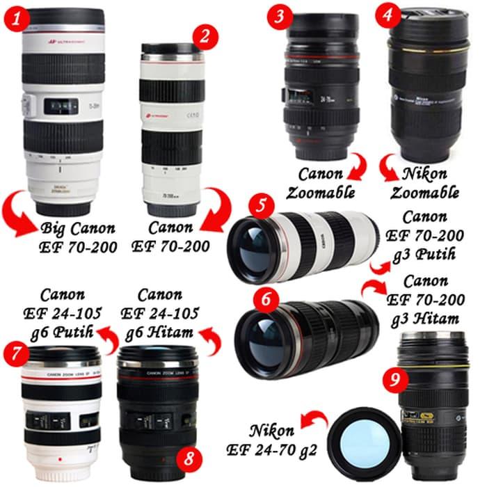HARGA PROMO!!! Canon Nikon Lensa Botol / Camera Lens Cup / Gelas Minum Bentuk Kamera - VXswSm