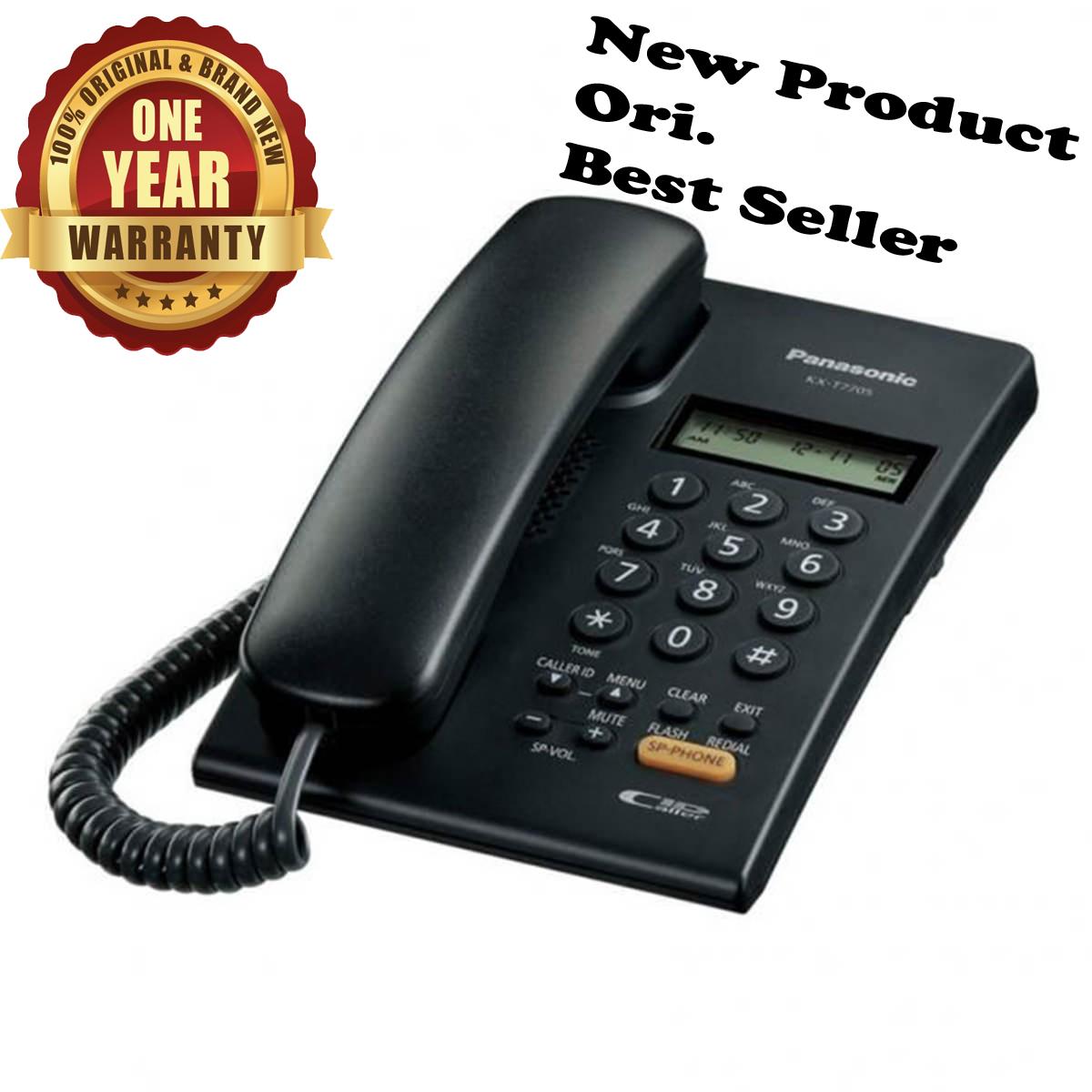 Panasonic Best Seller Murah KX-T7705 / T-7705 / T 7705 Telepon Kabel Rumah Kantor Hotel Telephone Single Line Bergaransi Resmi - Hitam