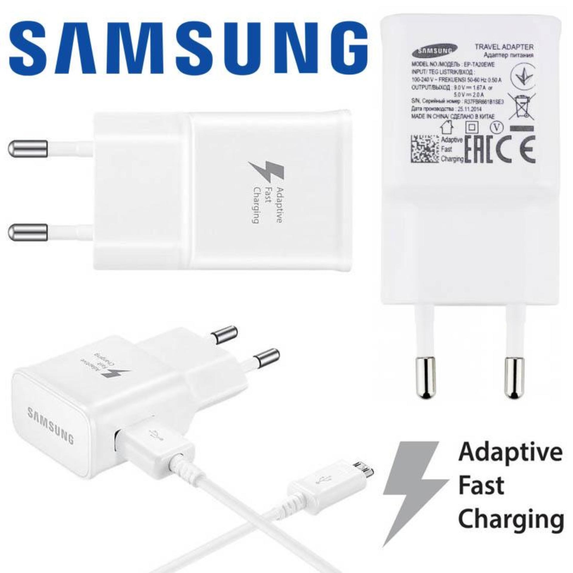Samsung Original 100% Authentic Travel Adapter Charger / Casan / Carger 15W Adaptive Fast Charging Output 2.0Ampere USB 3.0 for Samsung Galaxy S4 / S5 / S6 / S7 / Edge / Note 4 / Note 5 - Putih
