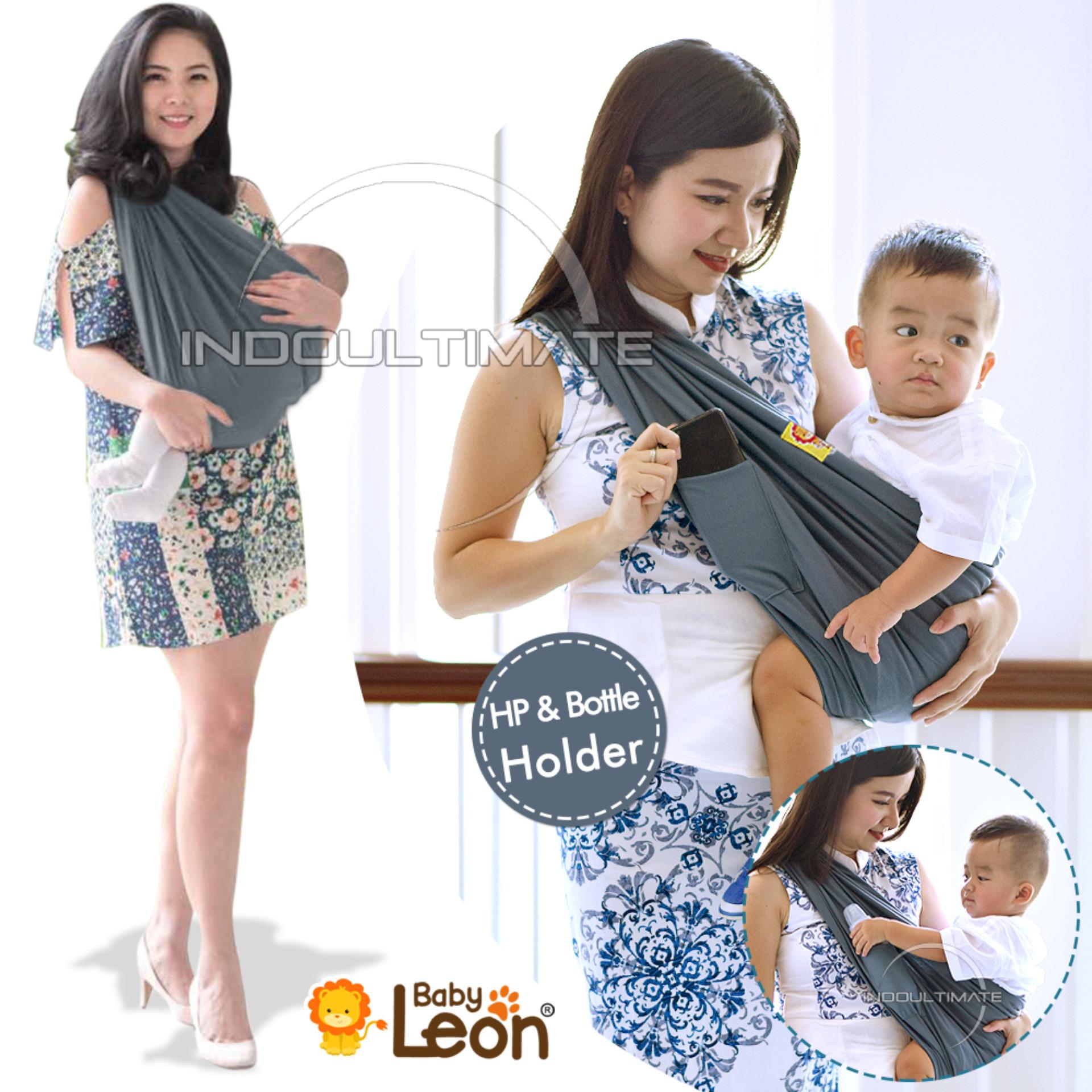 BABY LEON GENDONGAN Bayi Kaos/Geos/selendang Bayi Praktis BY 44 GB Polos Ukuran M - Dark Grey