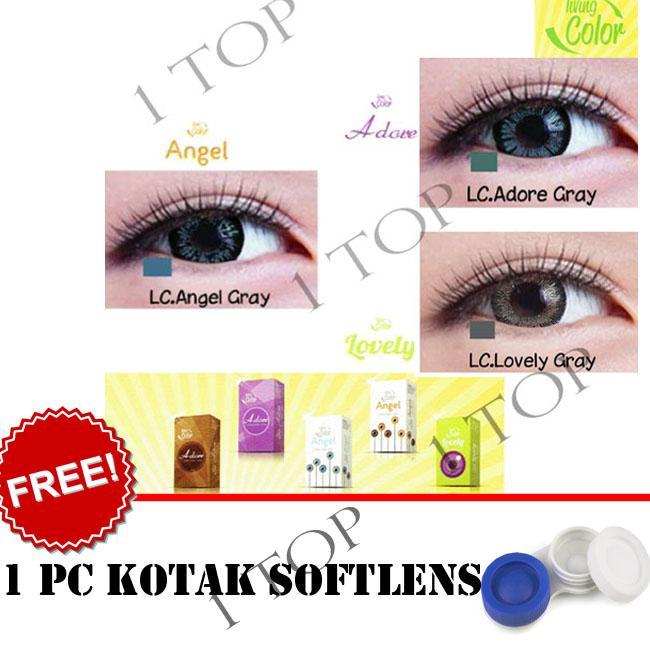 Softlens Contact Lens Kontak Lensa Living Color Blue, Brown, Gray, Green, Violet - Random : Adore, Angel, Lovely - Kualitas Bagus + FREE Lenscase