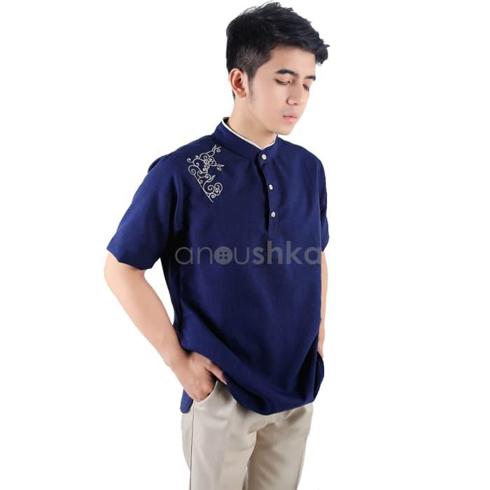 BAJU KOKO RAIHAN NAVY ORIGINAL KEMEJA KOKO PRIA KEMEJA MUSLIM Navy, S
