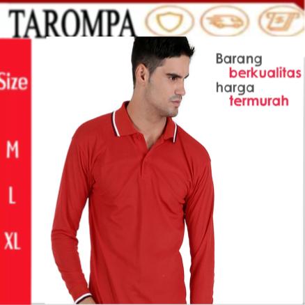 Kaos Polos Kerah Model Terbaru Fashion Kaos kerah Pria/Wanita Kaos Kerah Lengan Panjang Tarompa Merah Cabe