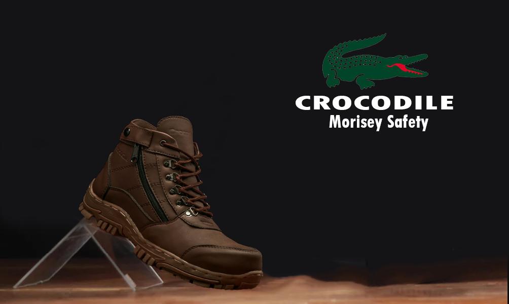 sepatu boots safety gunung hikking tracking crocodile morisey brown sepatu pria